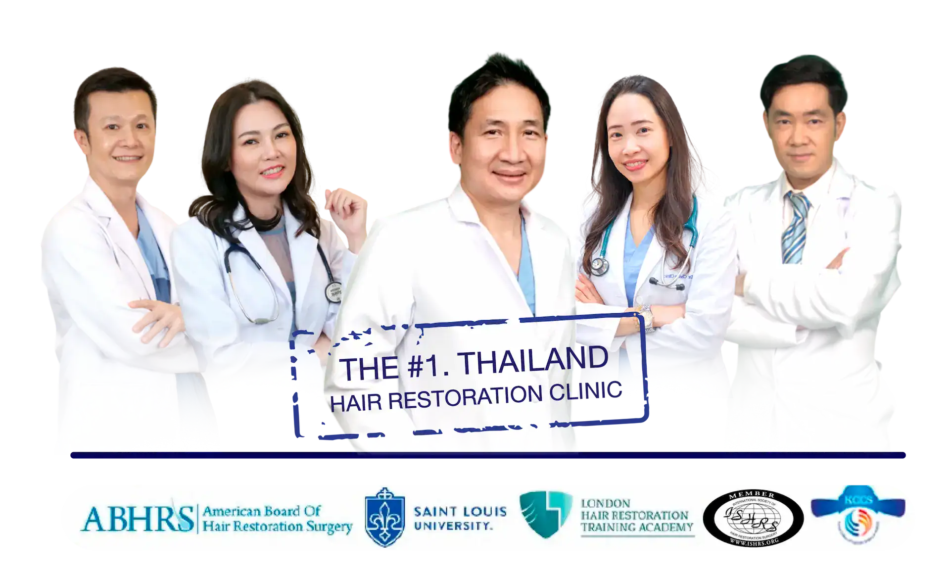 Krit with hair specialists at Nuttorn Hair Centre, Thailand.